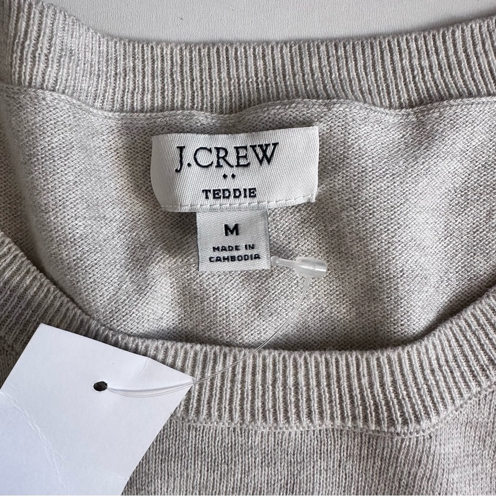 J.Crew Apple Beige Crew Neck TEDDIE Sweater 100% Cotton Size M - Picture 3 of 4